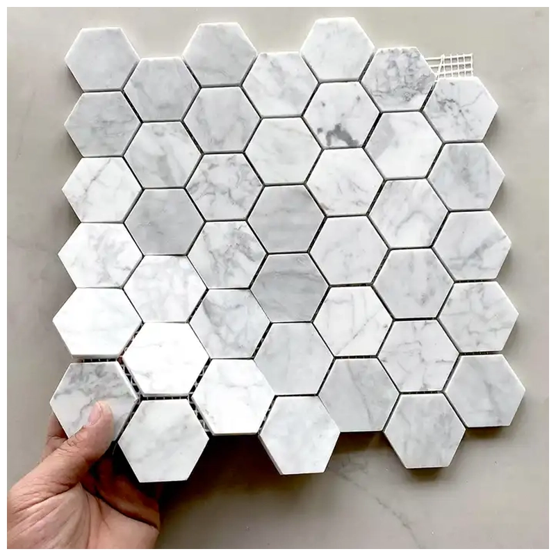Bianco Carrara Hexagon Polished Marble Mosaic