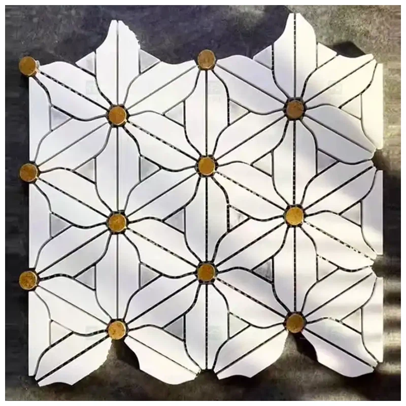 Thassos White Marble Flower Mosaic
