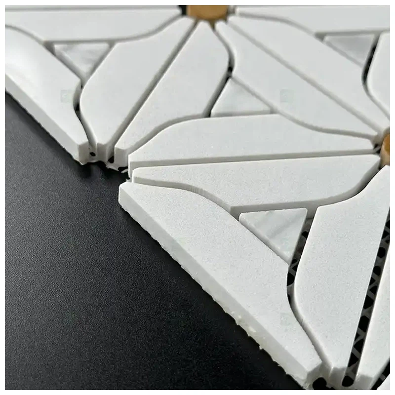 White Thassos Marble Flower Pattern Mosaic Tiles