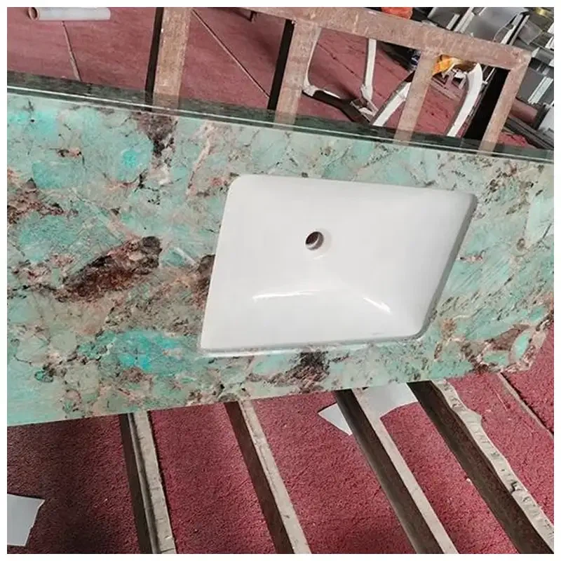 Green Amazonite Quartzite Bathroom Vanity Tops