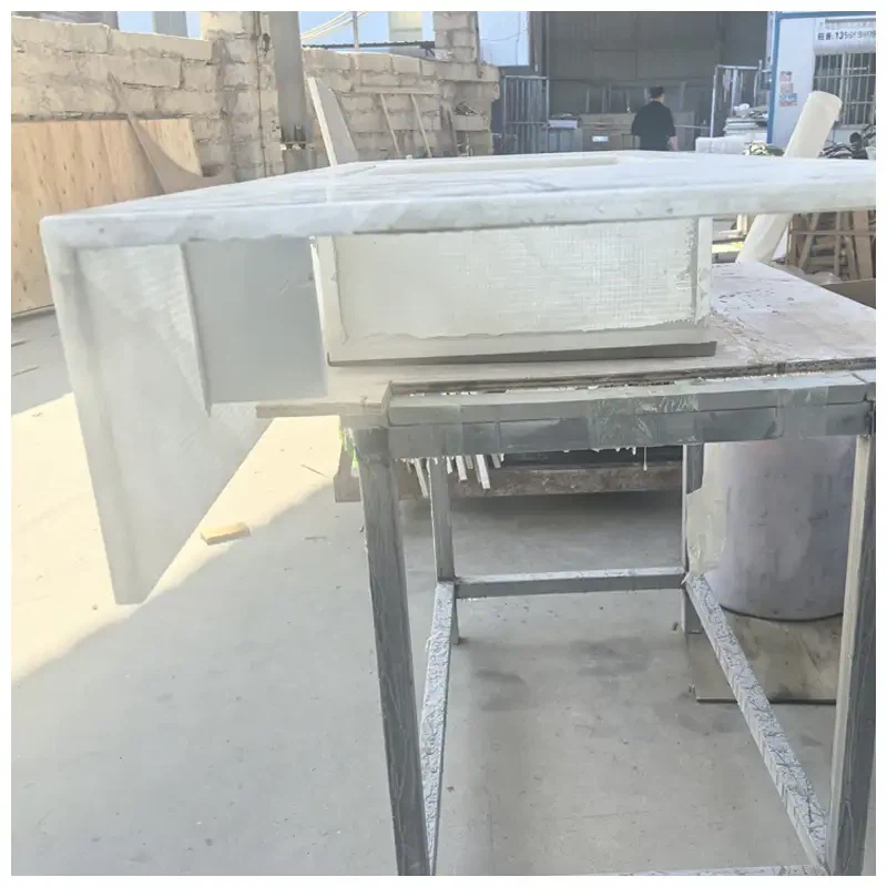 White Cristallo Quartzite Single Rectangle Vanity Tops