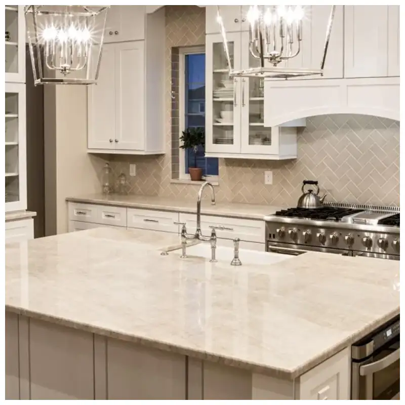 Taj Mahal Quartzite plánování projektu pro desky, backsplashes a koupelnové m...